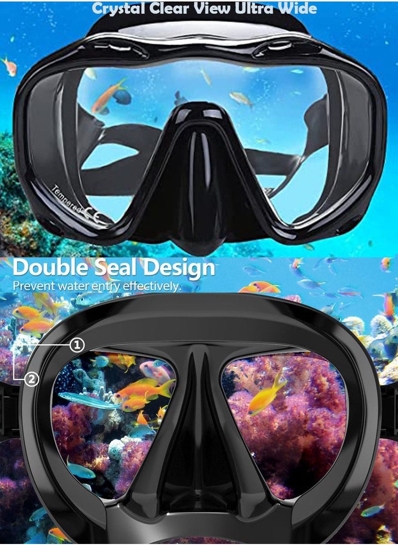QUTOOB Professional Snorkel Gear, Diving Mask with Nose Cover And Latest Breathing System for Diving, Snorkeling, Scuba Diving, Swimming, UV Protection and Anti Fog Technology, Ultra Wide HD Crystal View  - Image 2