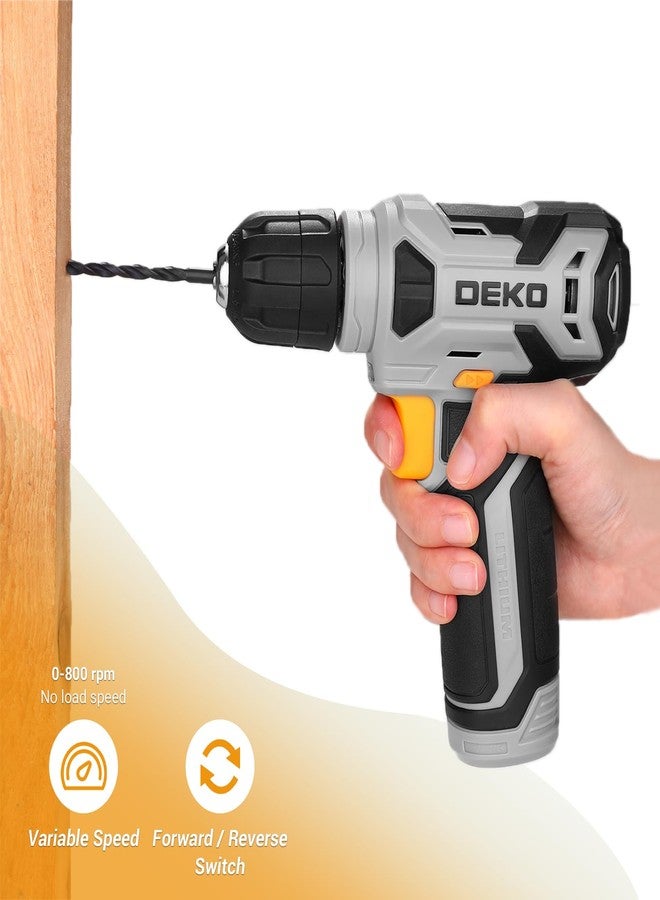 DEKOPRO 8V Cordless Drill, Drill Set with 3/8"Keyless Chuck, 42pcs Acessories, Built-in LED, Type-C Charge Cable, Gray Power Drill for Drilling and Tightening/Loosening Screws - Image 5