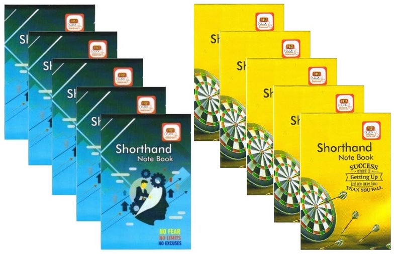 FIRST CLICK Shorthand/Steno Notebook 160 Pages in a Booklet Pack of 10 booklet 58 GSM Paper No.of Pages 160 Size :12.2 x 18 cm Both side ruled/uses - Image 2