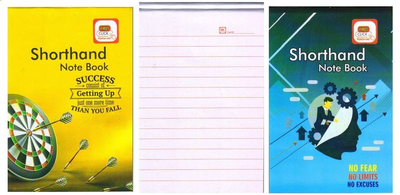 FIRST CLICK Shorthand/Steno Notebook 160 Pages in a Booklet Pack of 10 booklet 58 GSM Paper No.of Pages 160 Size :12.2 x 18 cm Both side ruled/uses - Image 3