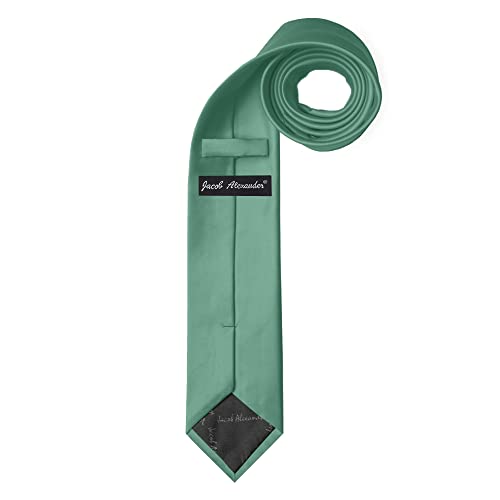 Jacob Alexander Men's Slim Width 2.75" Solid Color Tie - Seafoam - Image 2