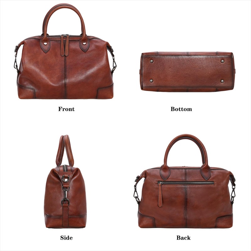 HESHE Genuine Leather Satchel Tote Bag for Women Leather Purse Large Capacity Top Handle Handbag Designer Shoulder Bags Vintage Cross Body Doctor Bag (Brown) - Image 5