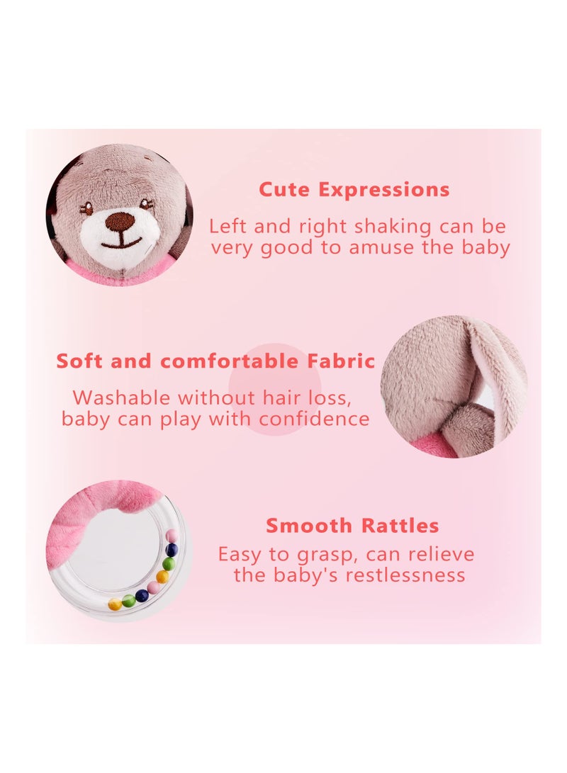 SYOSI 2PCS Baby Rattle Toys for 0-12 Months, Newborn Baby Rattles Teething Ring Sensory Plush Toy Ring Rattle Toy Shower Gift Sensory Plush Toy Set for 0 3 6 9 12 Month Infant Boys Girls (Fox/Rabbit)  - Image 5