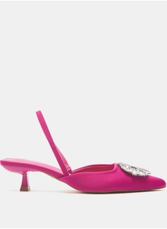 Women Embellished Slingback Mules with Kitten Heels