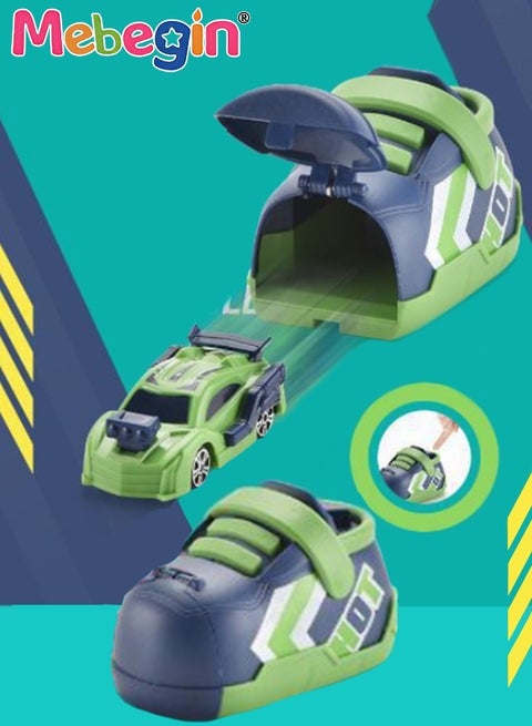 Ejection Car with Shoes-shaped Garage, Creative Vehicle Playset, Race Cars for Toddlers, Fun Travel Toy, Pressing Design, No Batteries Required, Ideal Gift for Kids Aged 3+