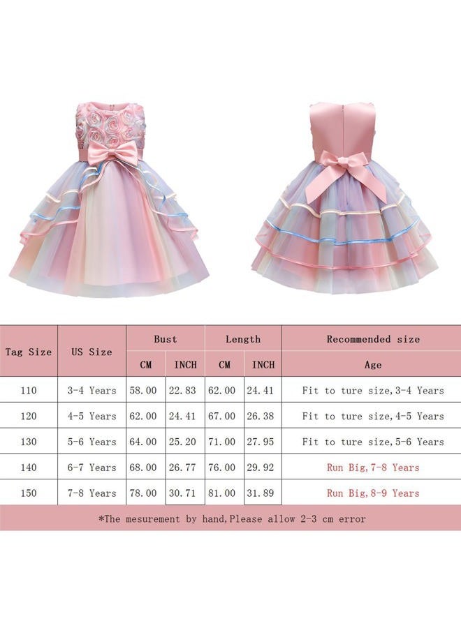 NNJXD Girl, Little Kid Ruffles Lace Party Wedding Dresses Size (140) 6-7 Years Flower 736 Purple - Image 5