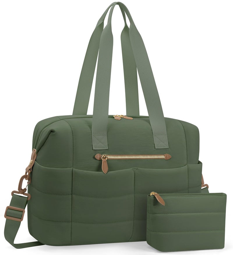 Tuwubi Travel Duffel Bag Puffer Gym Bag for Women Lightweight Weekender Overnight Bags Carry On Tote For Spirit Airlines Personal Item Bags with Toiletry Pouch Forest Green M - Image 2
