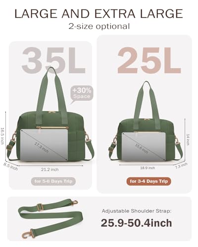 Tuwubi Travel Duffel Bag Puffer Gym Bag for Women Lightweight Weekender Overnight Bags Carry On Tote For Spirit Airlines Personal Item Bags with Toiletry Pouch Forest Green M - Image 3