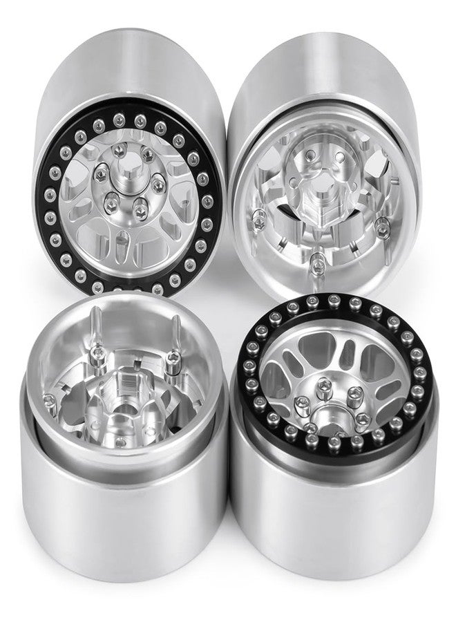 MOHERO 4 قطع 1.9" حواف عجلات بيودلوك من سبائك الألمنيوم لسيارات RC TRX4 Axial SCX10 SCX10III AXI03007، فضي + أسود - Image 4
