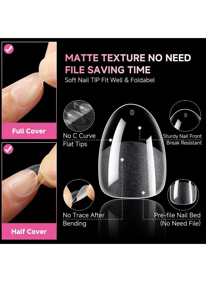 UNA GELLA - UNA GELLA Extra Short Almond Nail Tips 12 Sizes Short Almond Gel x Nail Tips 120Pcs Soft Gel Nail Tips Clear Full Cover Nail Tips Acrylic False Nails Press On Nails for Nail Extension DIY Salon - Image 1