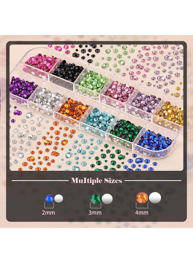 BELLEBOOST Nail Art Rhinestone Glue Gel&2 Boxes Flatback Gems Kit, 1 Tube of 15ml Rhinestone Gel Glue+Colorful Gems+Flat Back Round Glass Crystal AB&Clear Gemstones with Pickup Tools - Image 3