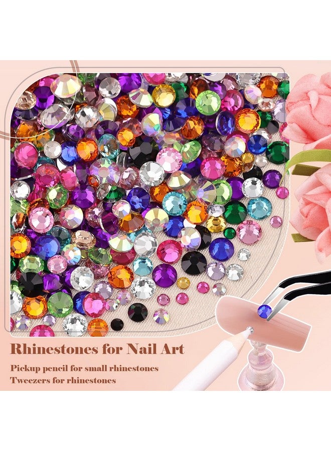 BELLEBOOST Nail Art Rhinestone Glue Gel&2 Boxes Flatback Gems Kit, 1 Tube of 15ml Rhinestone Gel Glue+Colorful Gems+Flat Back Round Glass Crystal AB&Clear Gemstones with Pickup Tools - Image 4