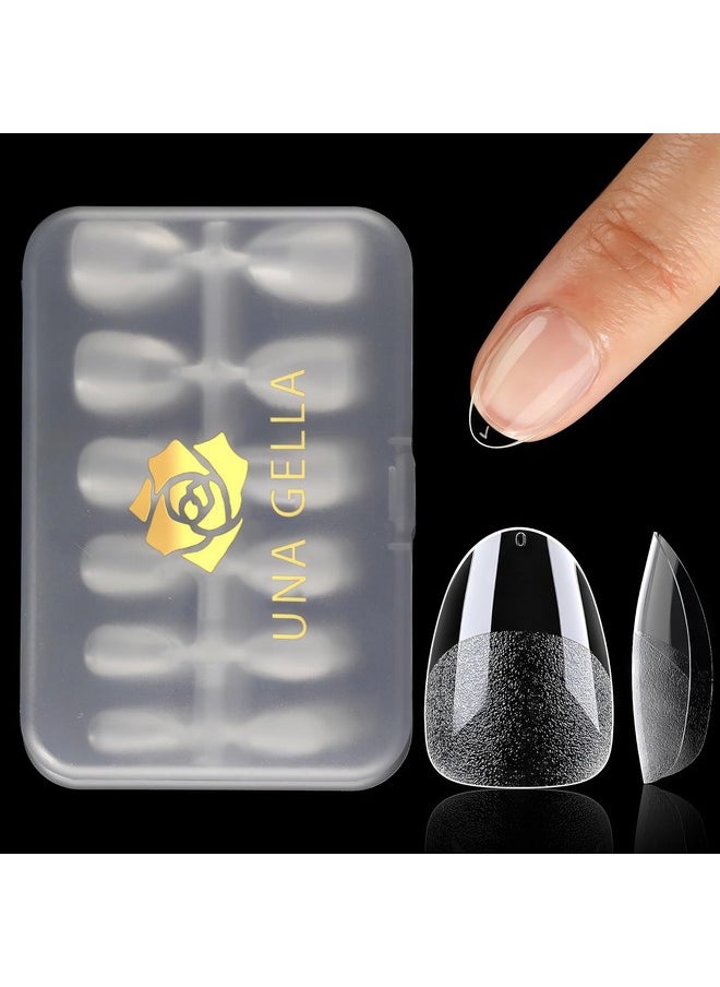 UNA GELLA - UNA GELLA Extra Short Almond Nail Tips 12 Sizes Short Almond Gel x Nail Tips 120Pcs Soft Gel Nail Tips Clear Full Cover Nail Tips Acrylic False Nails Press On Nails for Nail Extension DIY Salon - Image 1