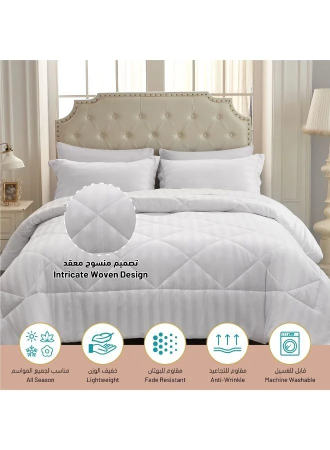 Donetella Hotel Style Super Saver Package 6 Pcs Comforter Set White +Mattress Topper + 4 Pillows King