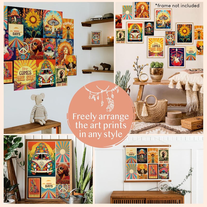 97 Decor Hippie Room Decor for Bedroom Aesthetic - Hippy Retro Room Decoration, Hippie Wall Decorations, Hippy Posters, Vintage 60s 70s Decoration Poster, Groovy Decorations Home, Boho Indie Trippy - Image 3