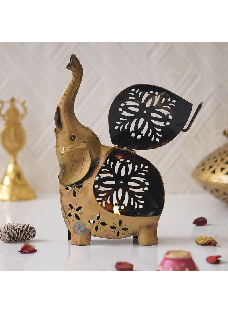 CRAFTASIA Craftasia Trunk up Elephant Tea Light dhoop Holder for Home and Living Room Decoration Diwali Pooja Decoration  - Image 3