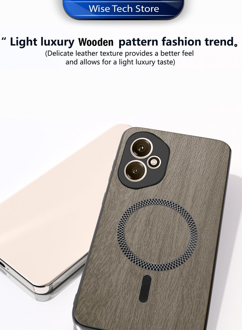 Wtech Honor 400 5G 2025 Wood Texture Strong Magnetic Case Plus Shell Shockproof Magsafe Hard PC Rear Case Cover (MCMPMN) - Almond Wood - Image 2