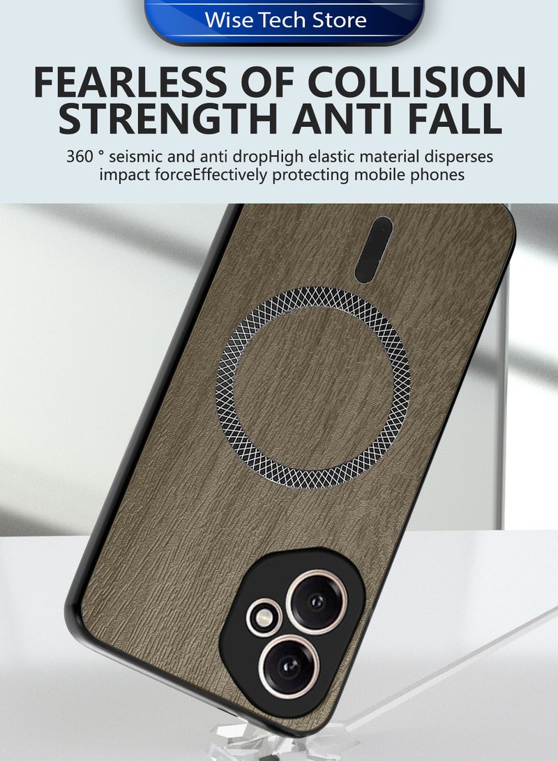 Wtech Honor 400 5G 2025 Wood Texture Strong Magnetic Case Plus Shell Shockproof Magsafe Hard PC Rear Case Cover (MCMPMN) - Almond Wood - Image 3