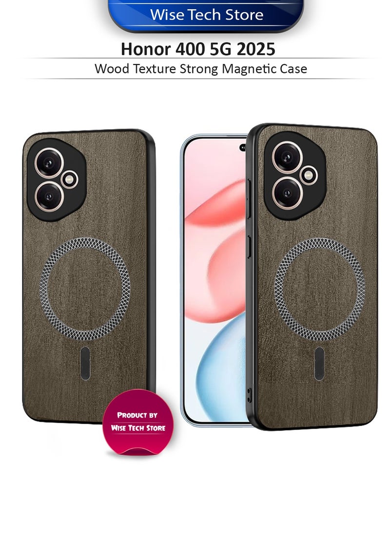 Wtech Honor 400 5G 2025 Wood Texture Strong Magnetic Case Plus Shell Shockproof Magsafe Hard PC Rear Case Cover (MCMPMN) - Almond Wood - Image 1