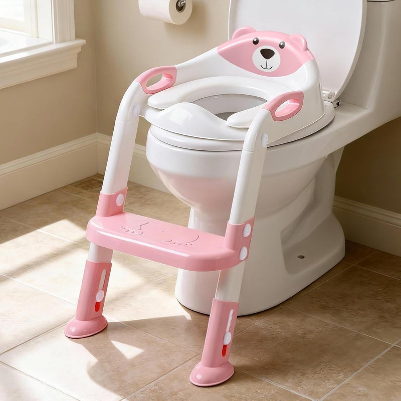 SKYROKU Potty Training Seat with Step Stool Ladder Toddler Toilet Seat for Boys Girls Adjustable 6 Heights Fits Round  Elongated Toilets AntiSlip Pads  LeakProof Guard - Image 3