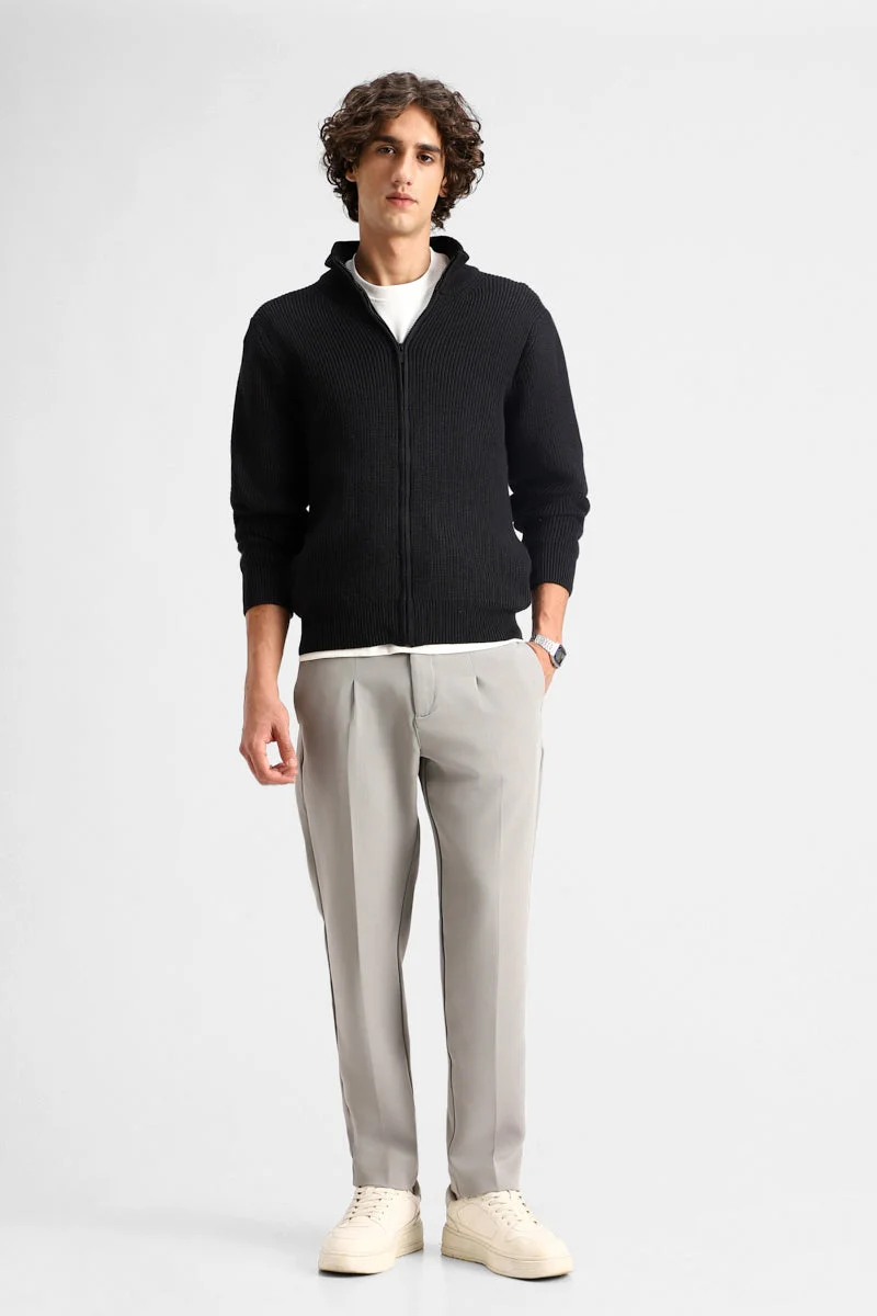 Snitch Grey Regular Fit Stretch Trousers for Men | Best Price UAE