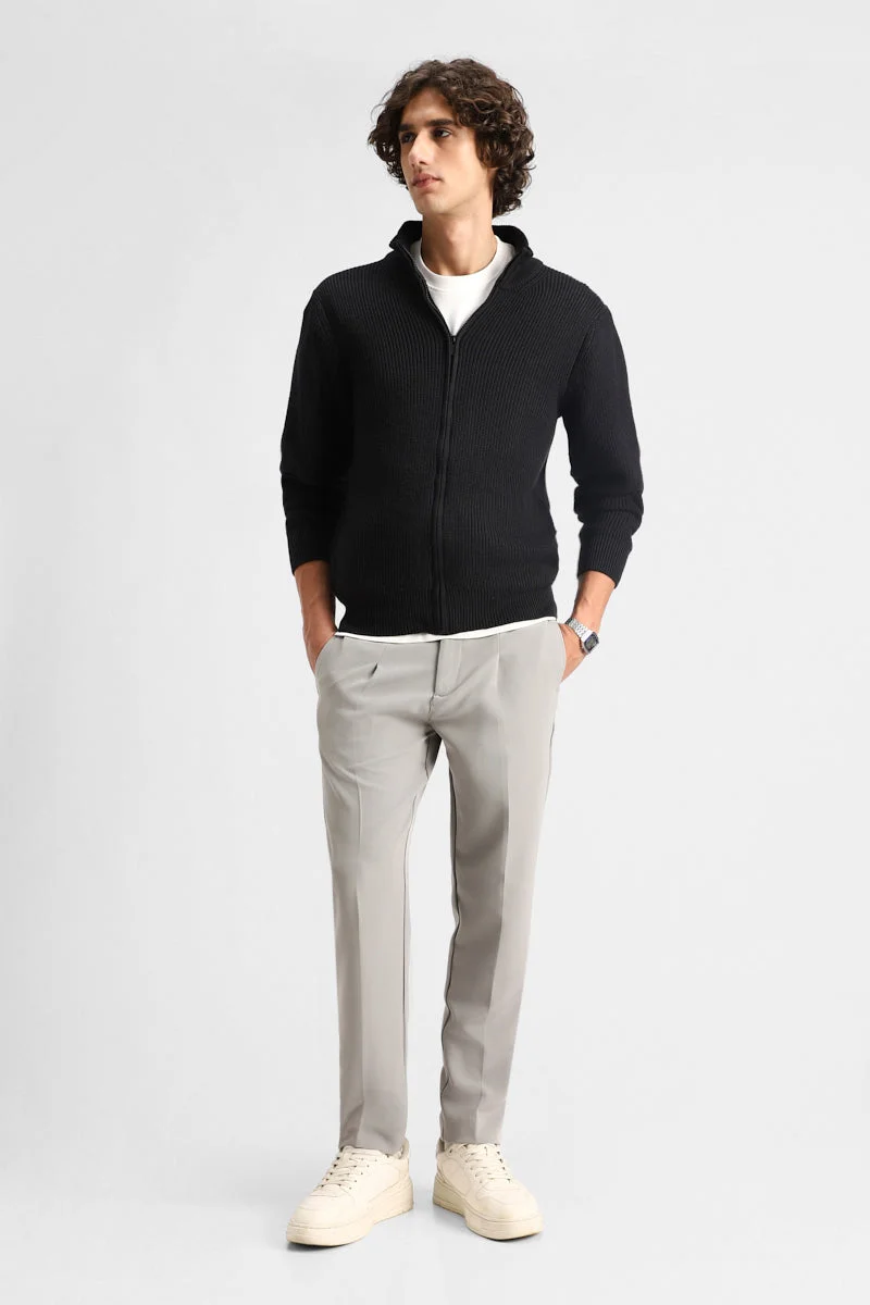 Snitch Grey Regular Fit Stretch Trousers for Men | Best Price UAE