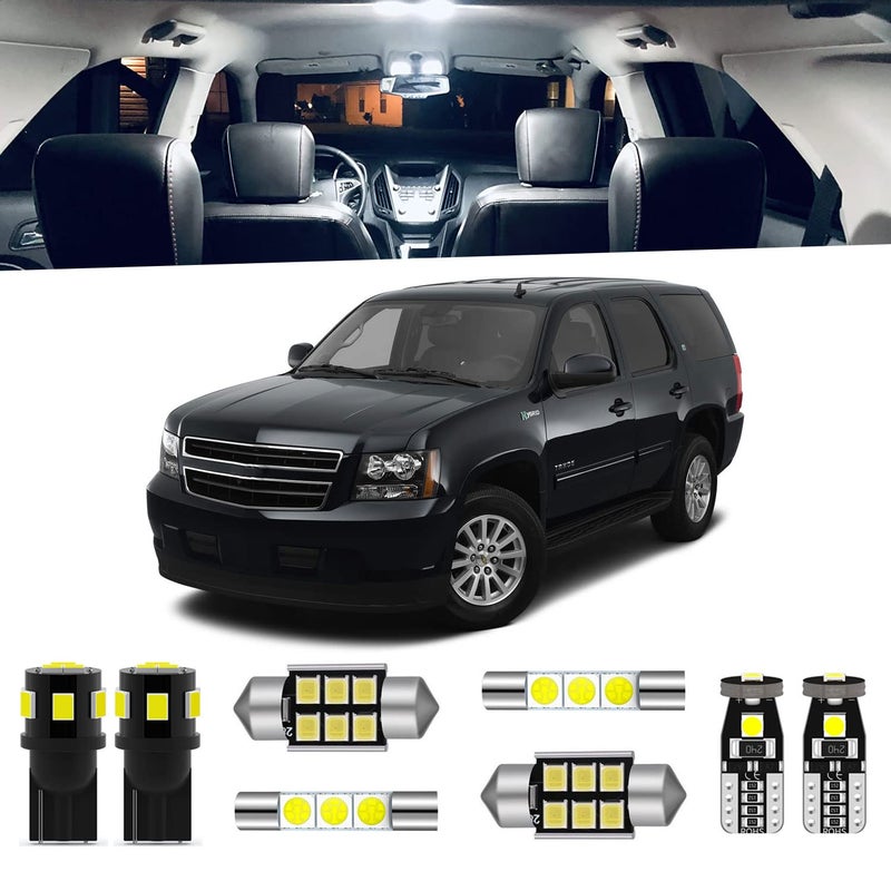 ENDPAGE 14Pieces White Interior LED Light Kit for Chevrolet TahoeSuburban GMC Yukon 2007 2008 2009 2010 2011 2012 2013 2014 Interior LED Lighting Package  License Plate Lights Install Tool