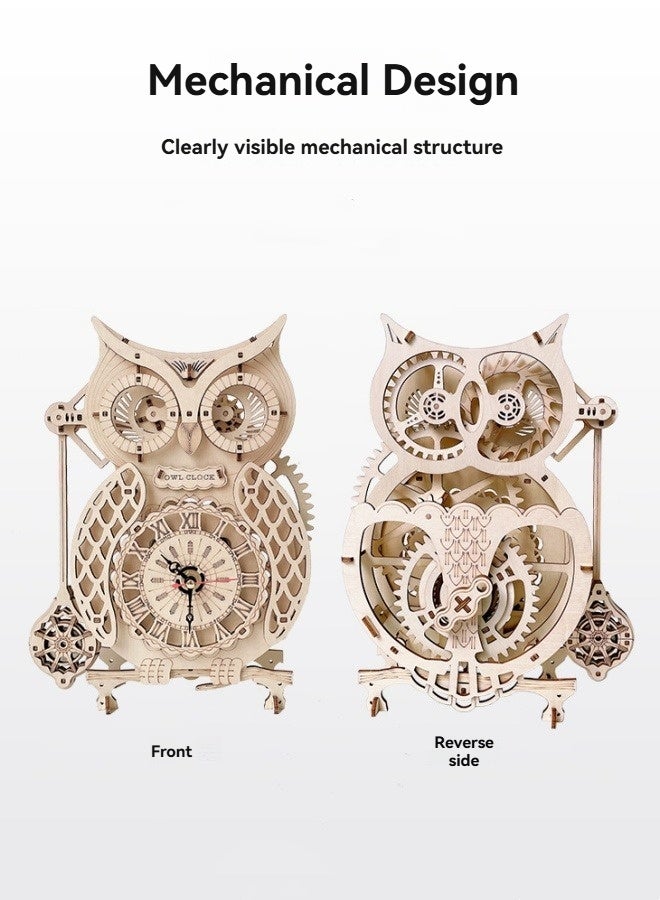 M MIAOYAN 3D puzzle wooden owl clock difficult assembly model retro clock special shaped puzzle  - Image 2