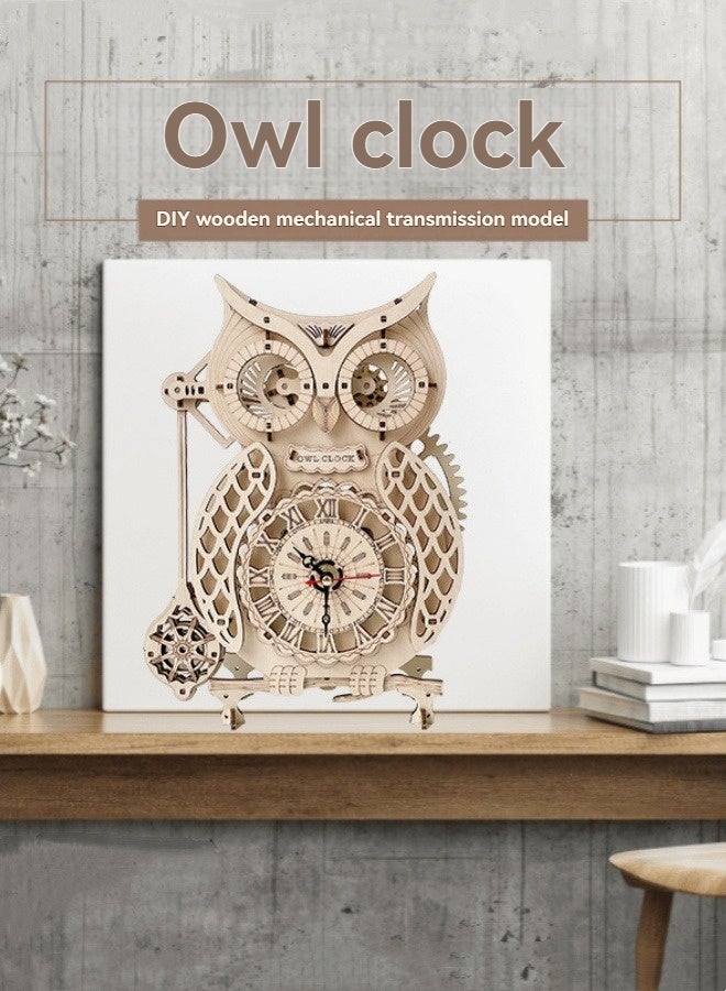 M MIAOYAN 3D puzzle wooden owl clock difficult assembly model retro clock special shaped puzzle  - Image 1
