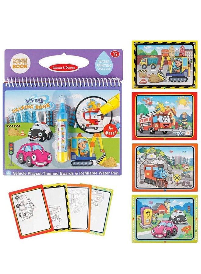 Water Painting Books, Free Coloring Books for Young Children, Pens, Water Graffiti Drawing Boards, Children's Educational Toys, Birthday Gifts for Girls and Boys (Dinosaurs, Farms, And Vehicles)  - Image 3