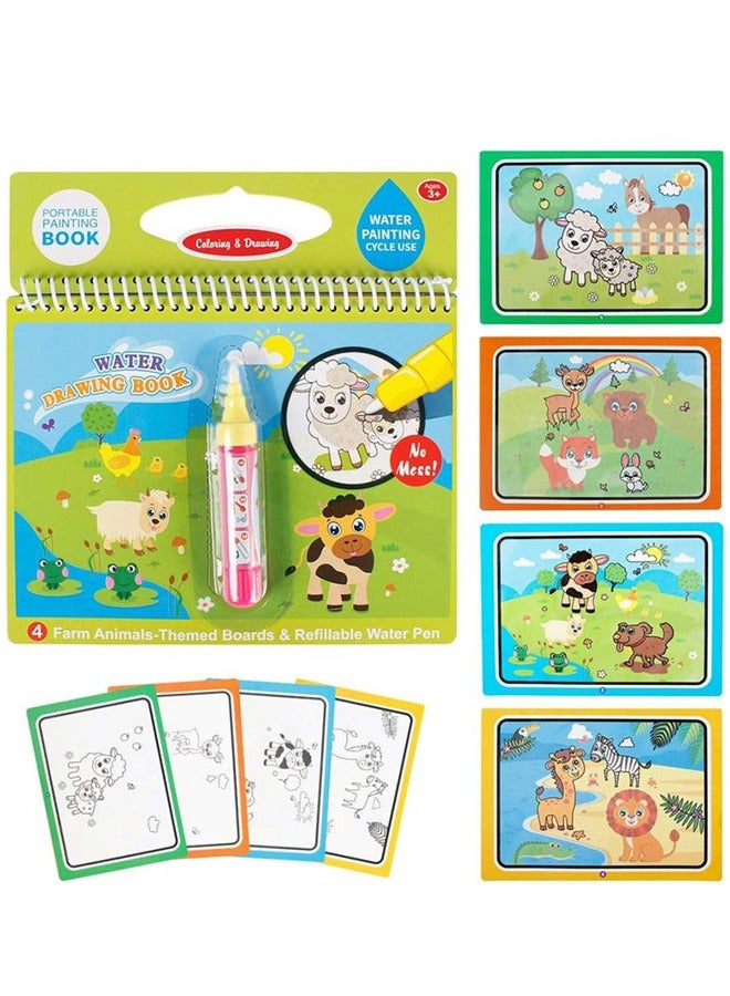 Water Painting Books, Free Coloring Books for Young Children, Pens, Water Graffiti Drawing Boards, Children's Educational Toys, Birthday Gifts for Girls and Boys (Dinosaurs, Farms, And Vehicles)  - Image 4