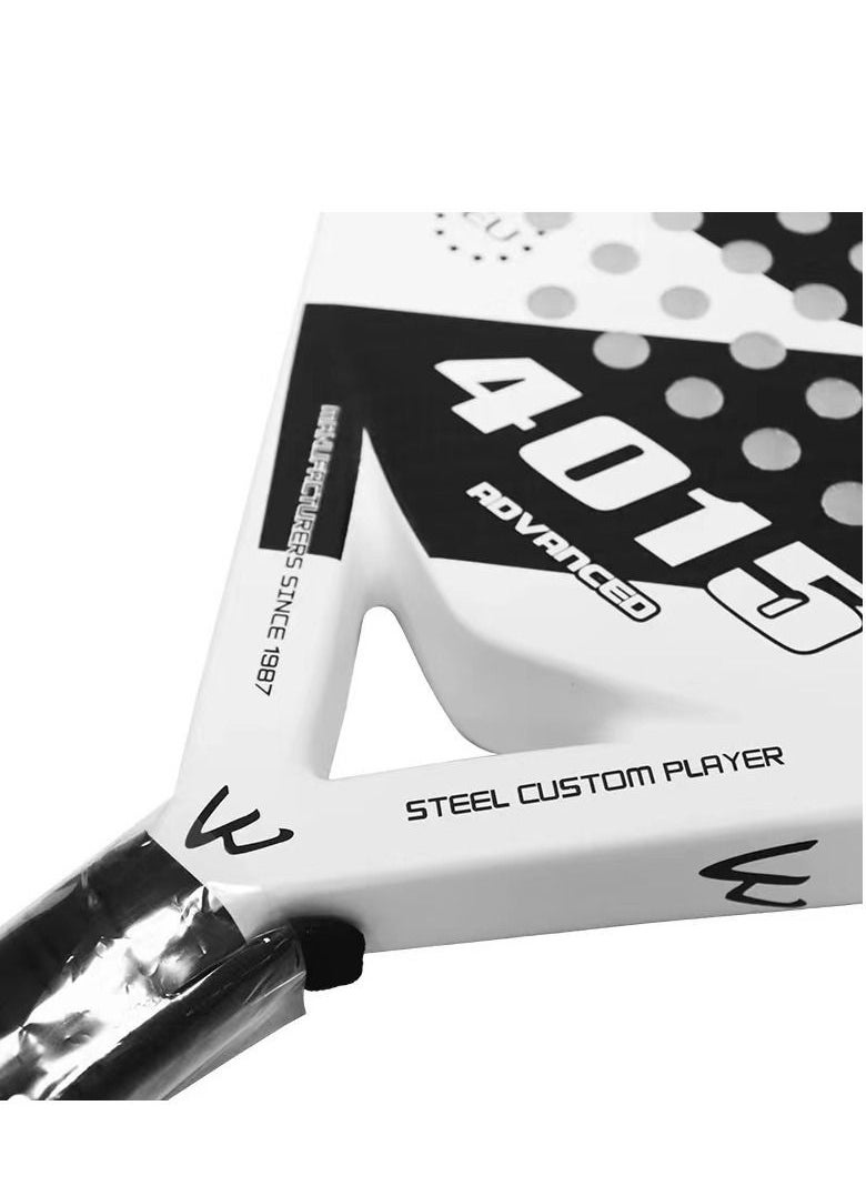 Rock Pow Padel Tennis Racket Carbon Fiber Diamond Shape with Bag Included - White and Black  - Image 3