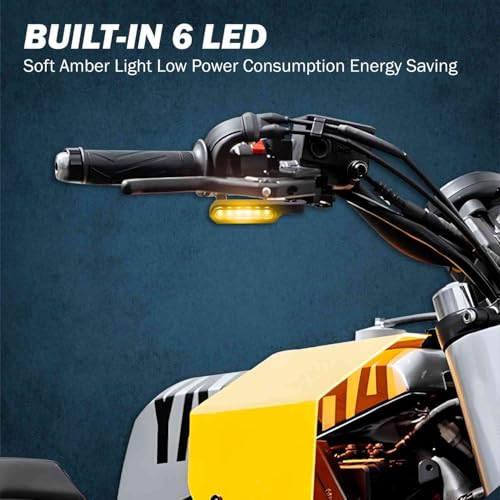 MIKANIX Universal Handlebar LED Turn Signal Indicator Light for Motorcycle | Mini Amber Blinker | Waterproof, Bright Flashing Light | Bike Indicator Lamp - Image 2