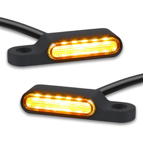 MIKANIX Universal Handlebar LED Turn Signal Indicator Light for Motorcycle | Mini Amber Blinker | Waterproof, Bright Flashing Light | Bike Indicator Lamp - Image 1