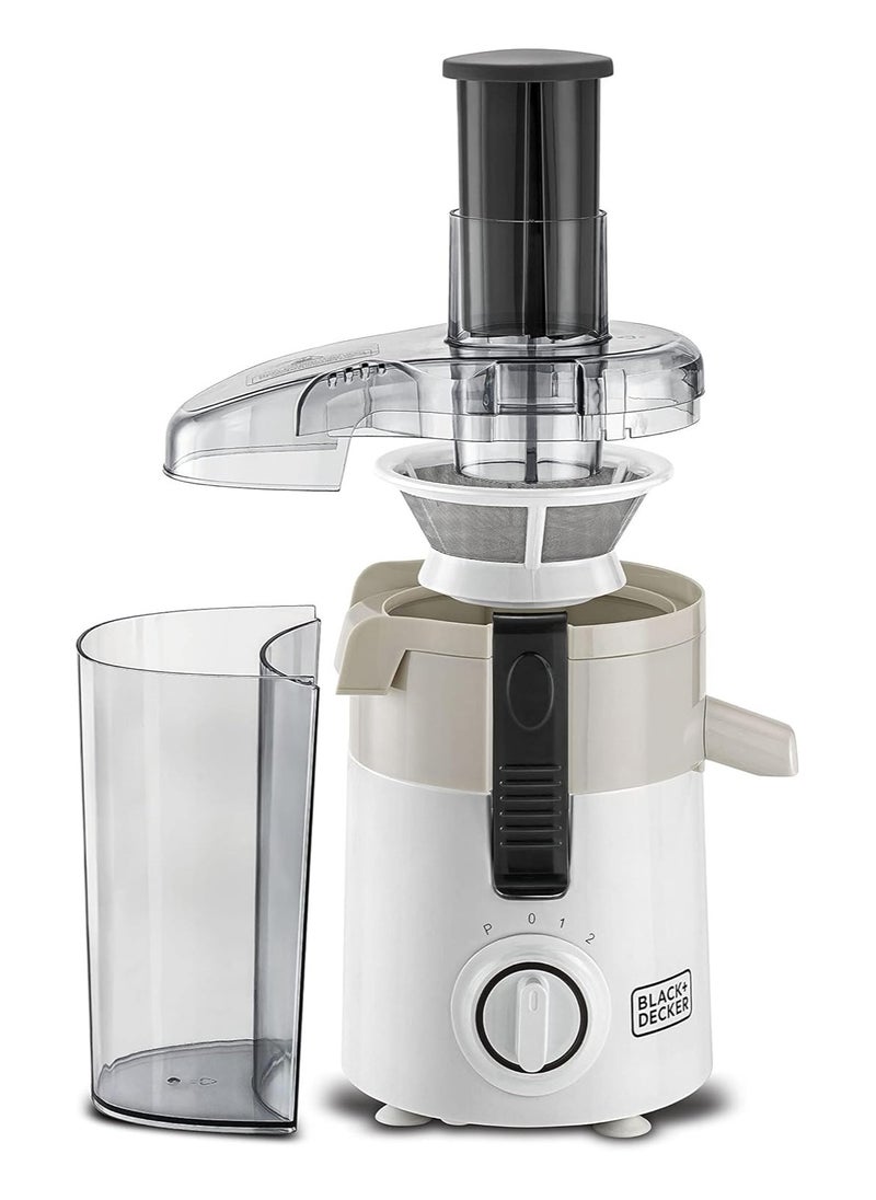 BLACK&DECKER - Black+Decker 250W Juicer Extractor with Large Feeding Chute, White/Grey - JE250-B5 - Image 1