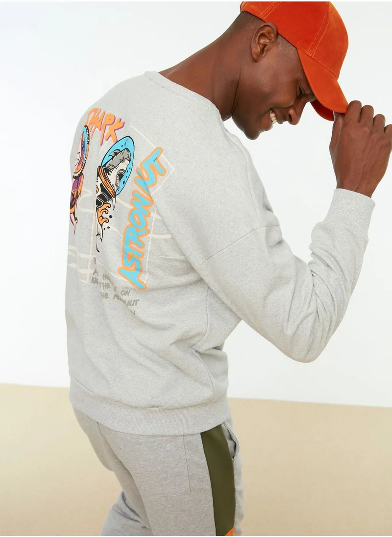 trendyol Back Print Crew Neck Sweatshirt