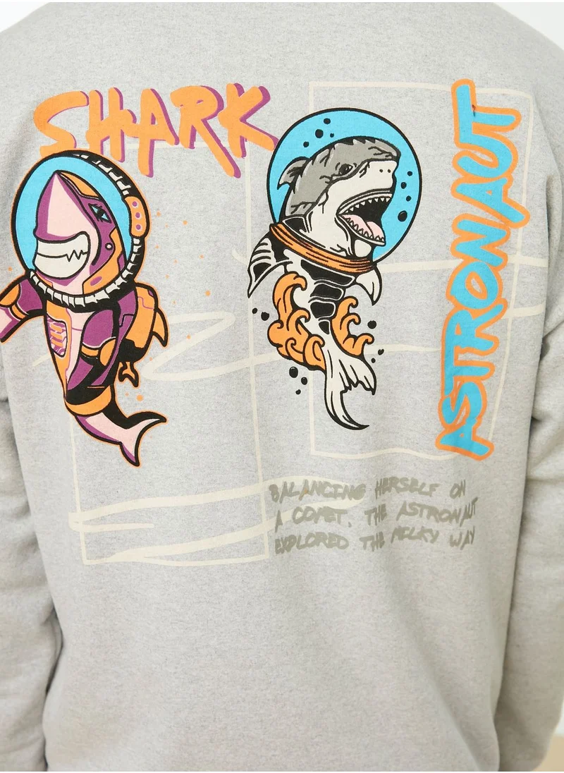 trendyol Back Print Crew Neck Sweatshirt