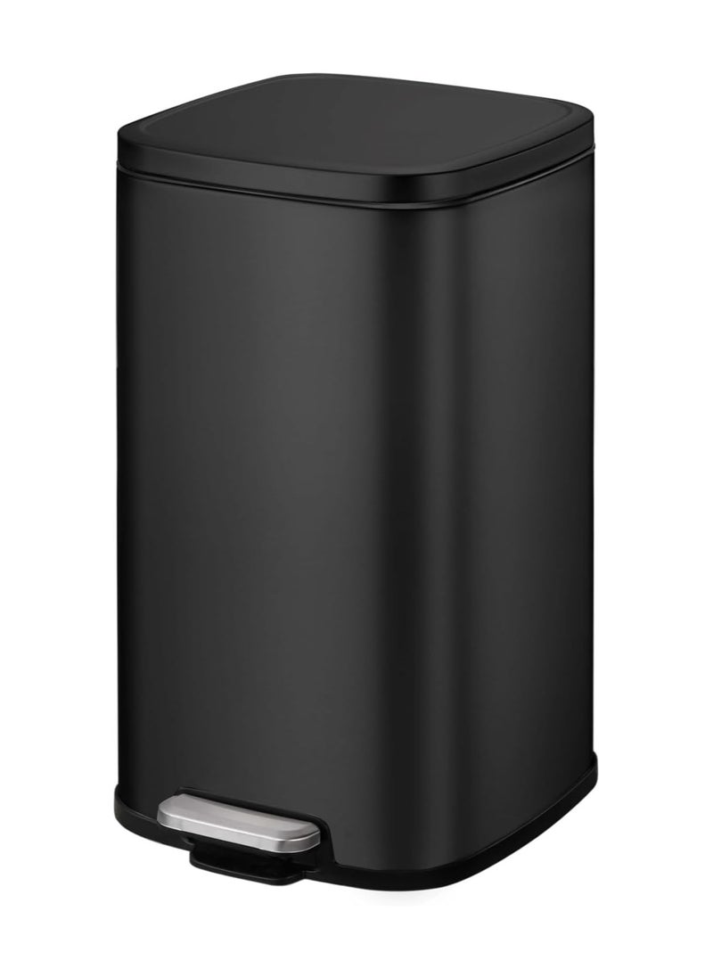 EKO EKO 12L Square Step Bin Stella - Black | Compact Pedal Bin with Soft-Close Lid | Fingerprint-Resistant Finish | Removable Inner Liner  - Image 1