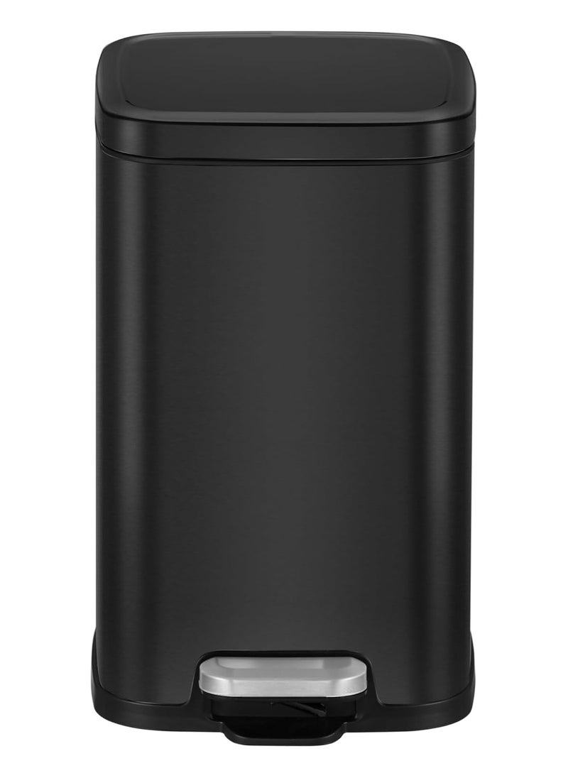 EKO EKO 12L Square Step Bin Stella - Black | Compact Pedal Bin with Soft-Close Lid | Fingerprint-Resistant Finish | Removable Inner Liner  - Image 2