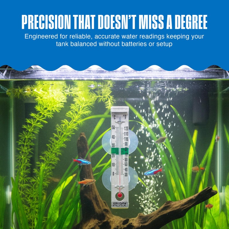 Penn Plax Penn-Plax Therma-Temp Stainless Steel Thermometer - Accurate Aquarium Thermometer - Easy to Read - Dual Scale for Freshwater and Saltwater Tanks - Rust-Resistant Clip-On Design - 4.25 Inches - Image 2