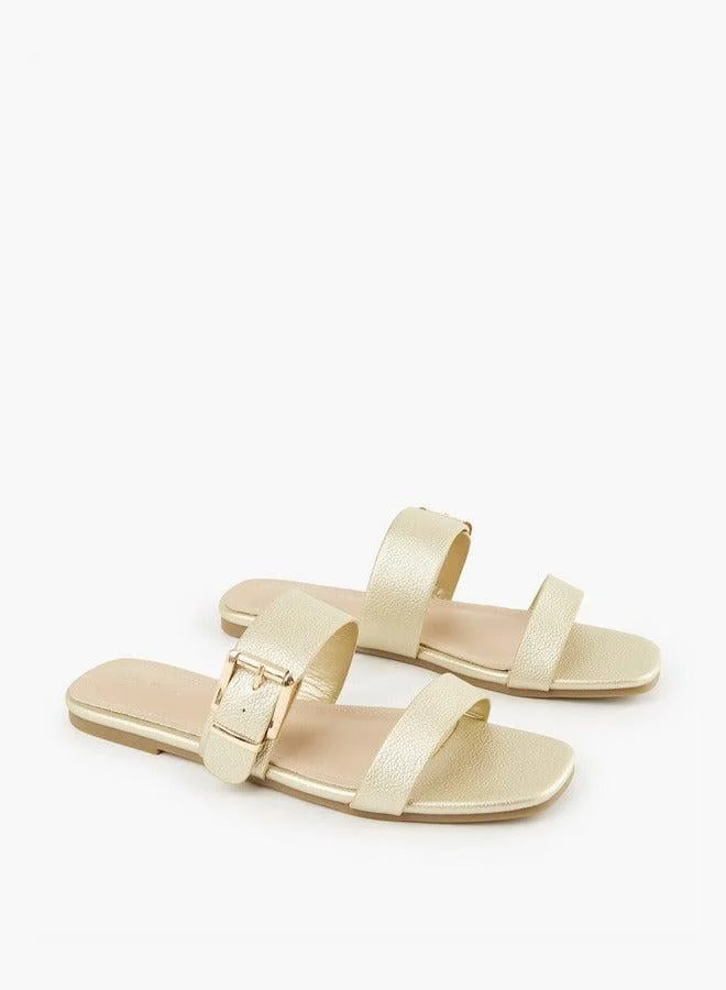 Buckle Accent Slip-On Flat Sandals