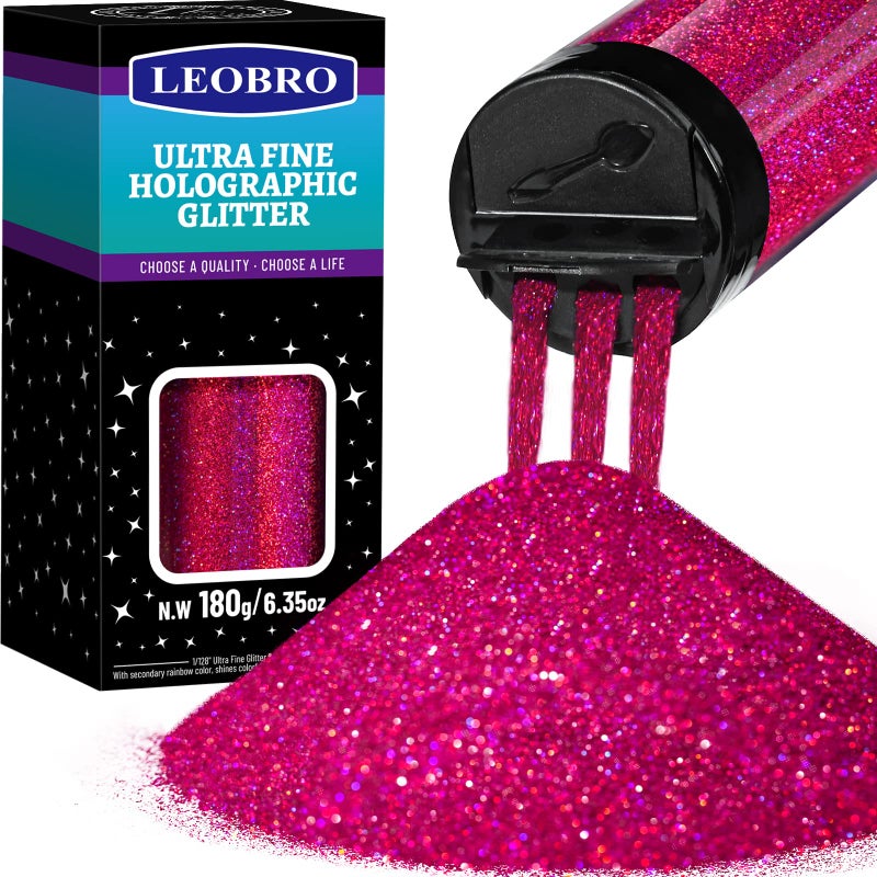LEOBRO Red Glitter 180G635OZ Holographic Ultra Fine Glitter for Resin Crafts Tumblers Nail Body Holographic Red Violet