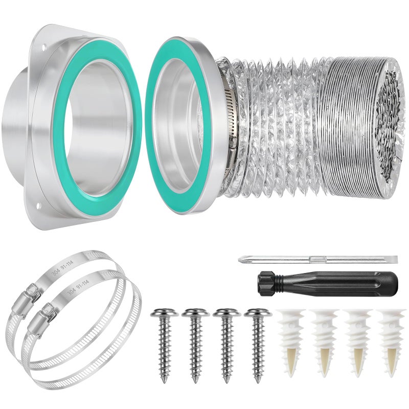Linidcoud Magnetic Dryer Vent Coupling Connector Kit, DV180 Airtight Seal Coupling, Strong Magnet Quick Connection Self-Alignment Easy to Clean Included a 3ft 4" Duct & 2 Clamps - Image 1