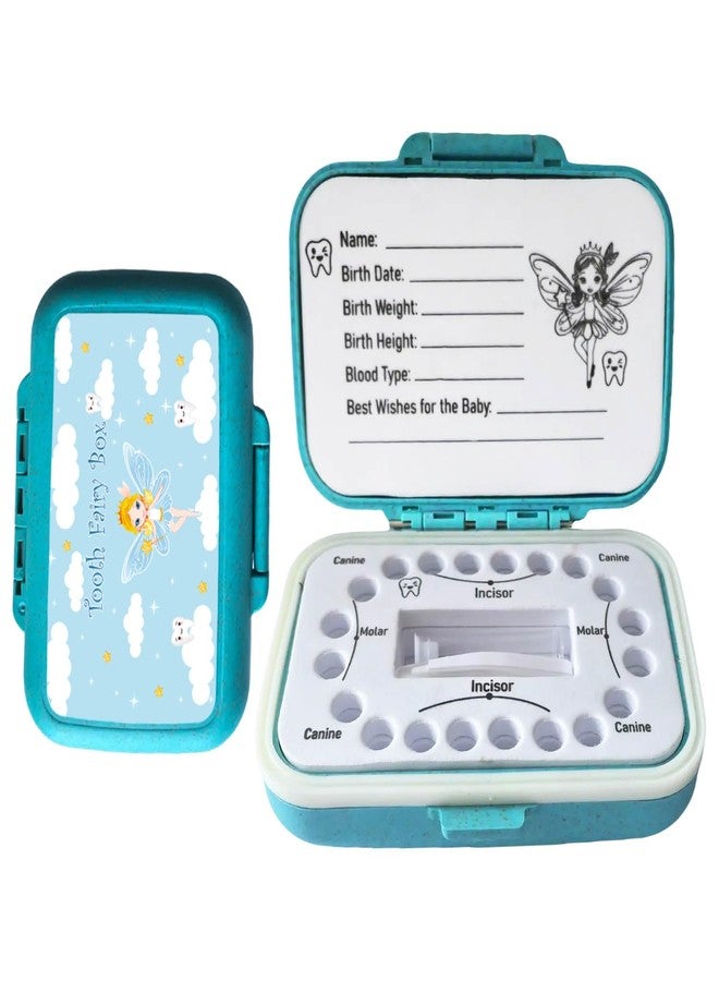 FurPaw Tooth Fairy Box & Baby Tooth Keepsake Case for Kids- Natural Wheat Straw & PP Material, Easy-Write EVA Liner - Blue - Image 1