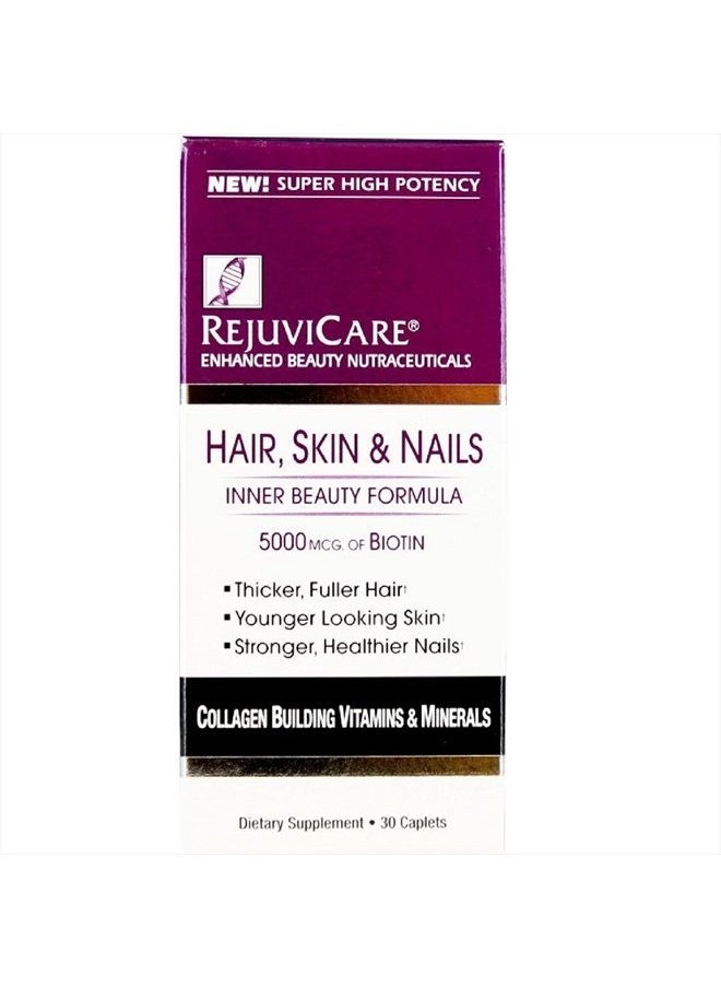 REJUVICARE - Hair, Skin & Nails Beauty Formula with Biotin, Collagen Building Vitamins and Minerals, 30 servings - Image 1