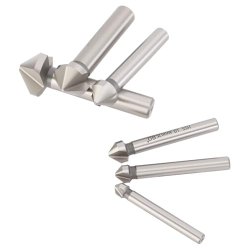 Dtacke 6PC 90 Degree 3 Flute Chamfering End Mill Cutter Drill Bit HSS Chamfer Countersink Bits Set - Image 4