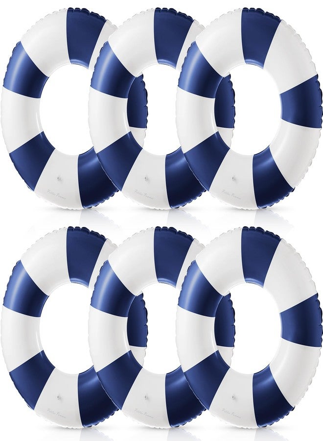 Arrowbash 6 Pcs Jumbo Inflatable Striped Pool Float Tubes Pool Ring 47 Inch - Image 1