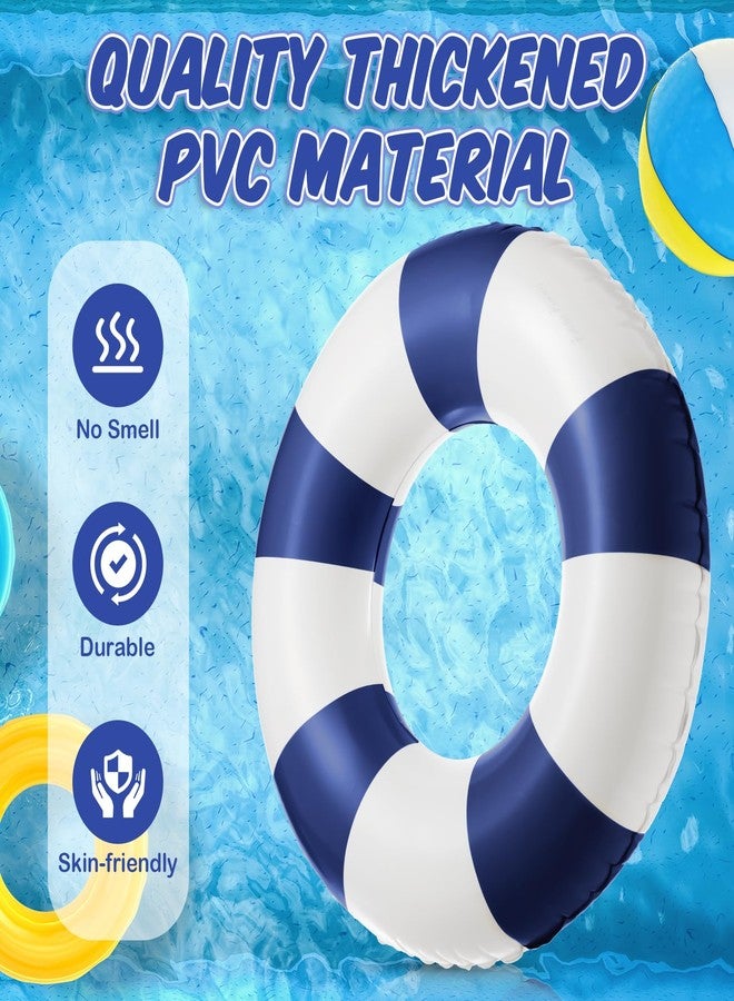 Arrowbash 6 Pcs Jumbo Inflatable Striped Pool Float Tubes Pool Ring 47 Inch - Image 3