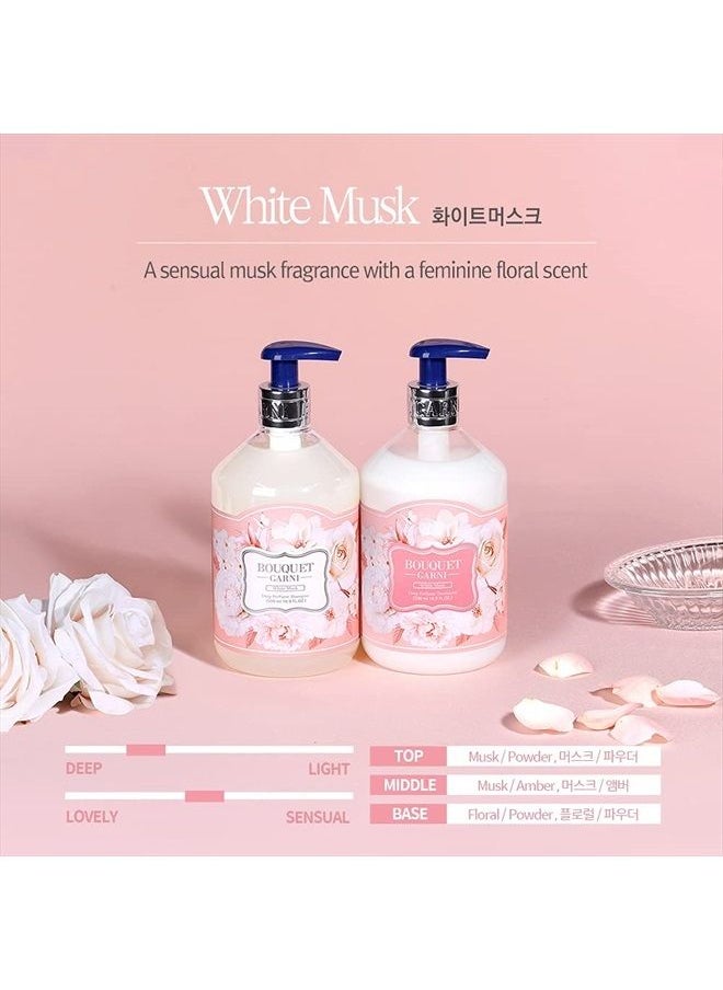 BOUQUET GARNI Treatment White Musk - Long Lasting Fragrance Natural Hair Conditioner - Natrual Surfactant giving Soft and Soothing Cleansing to Scalp and Hair - Argan Oil, Protein, Amino - 16.9 Fl. Oz