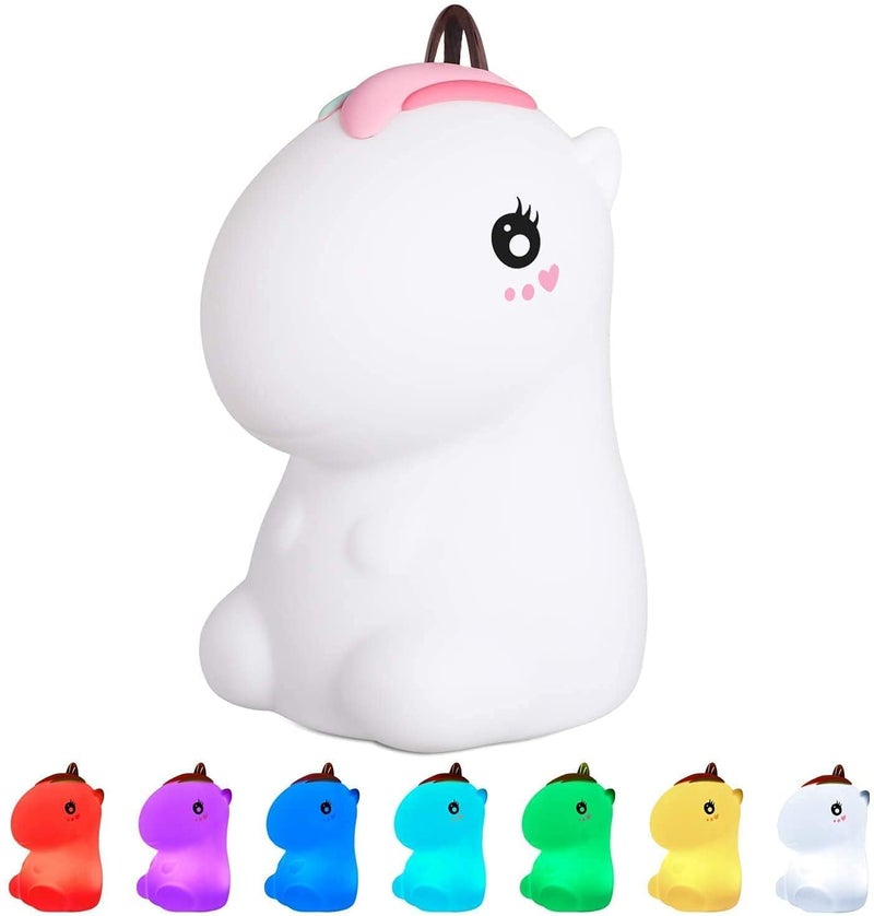 Desidiya Silicone Unicorn Night Light Rechargeable Led Lamp with 7-Color Breathing Modes, Touch Sensor Control- Perfect Decoration for Kids Bedroom Decor, Gifts Baby, Children, (White) - Image 2